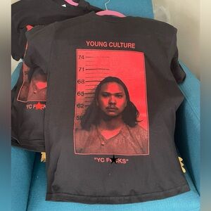 Young Culture “YC F**CKS” band t-shirts.
Brand New, Size Small